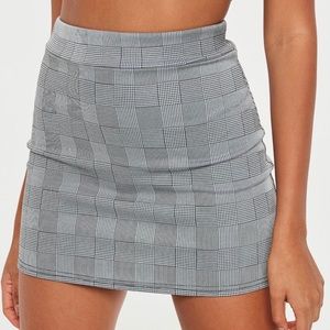 Petite grey checked mini skirt